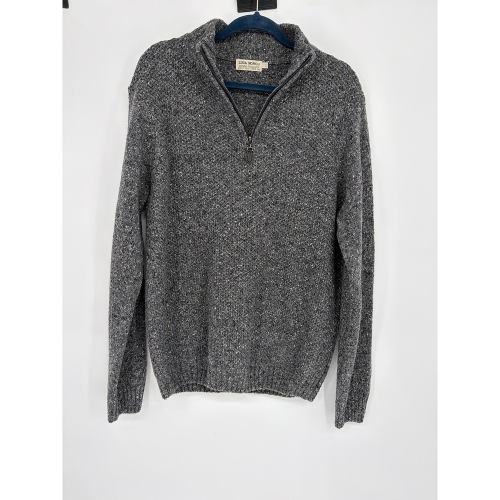 Luca Nobili Men's Mock Neck 1/4 Zip Sweater Pullover Gray Wool Blend Italy L